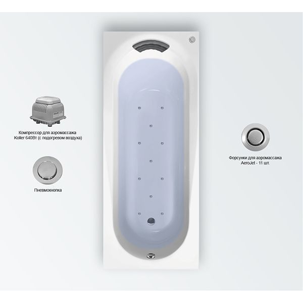 Аэромассажная акриловая ванна Lavinia Boho Biore 360030A0 170х70