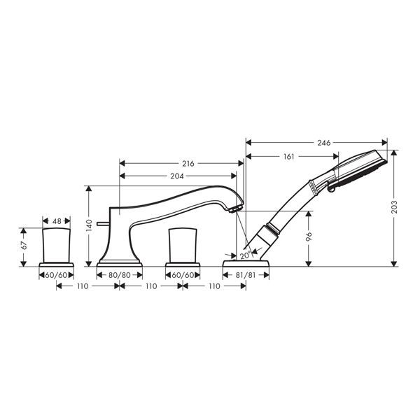 Смеситель на борт ванны Hansgrohe Metropol Classic 31315000