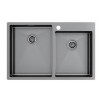Мойка Paulmark KRONER 78/2S PM237851-GM 510х780х200 мм, нержавеющая сталь, вороненая сталь