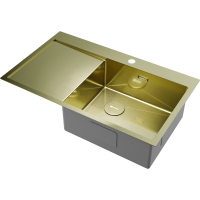 Кухонная мойка Omoikiri Akisame 86-R Side-LG нерж. сталь/светлое золото 4997046