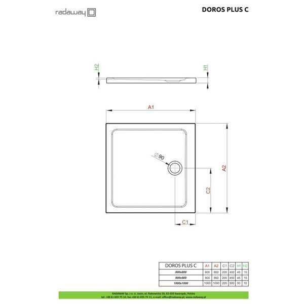 Душевой поддон Radaway Doros C 80x80 SDRC8080-01
