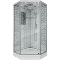 Душевая кабина Niagara Luxe NG-7702DW (100x100х210) низкий поддон(15см),дверь распашная,стенки серебро,3 места