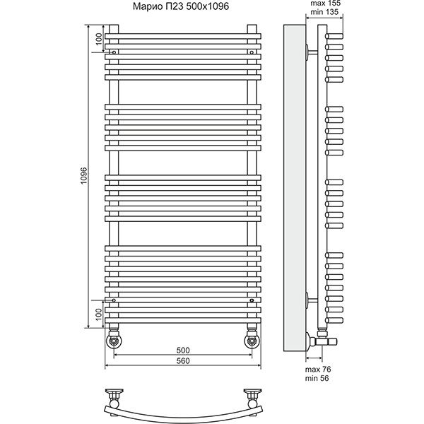 Полотенцесушитель Terminus Марио П23 500х1096