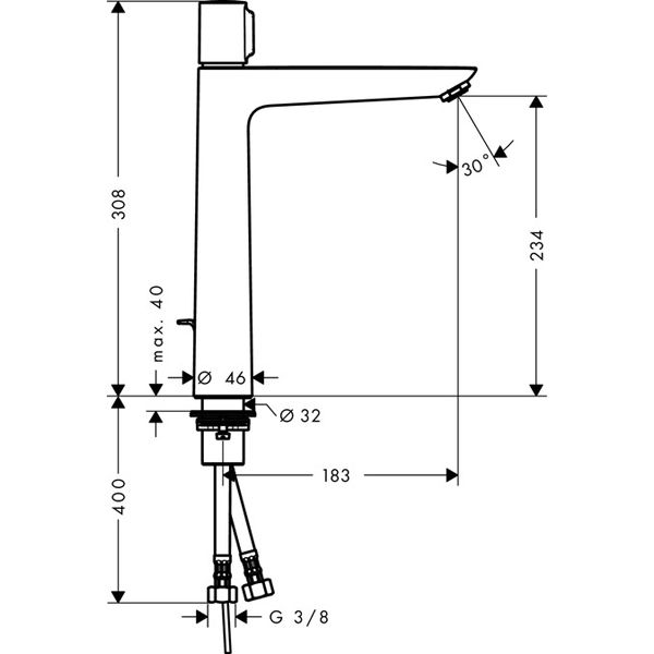 Смеситель для умывальника Hansgrohe Talis Select E 71752000 с донным клапаном