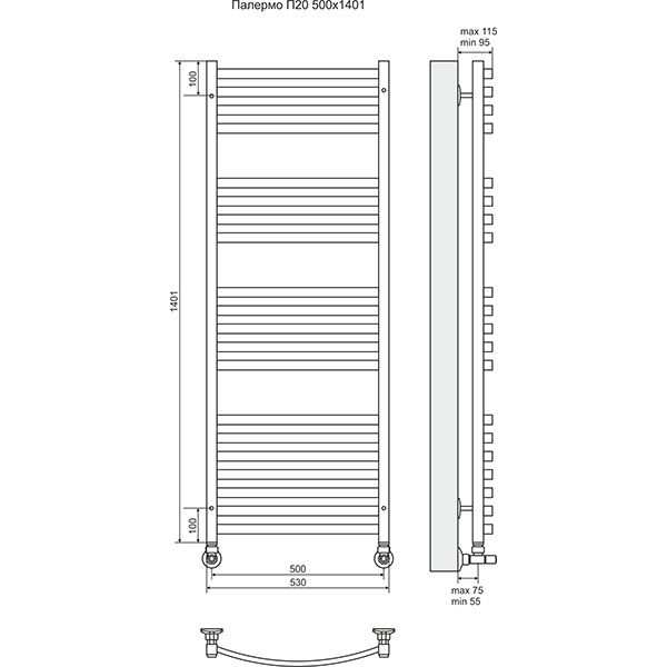 Полотенцесушитель Terminus Палермо П20 500х1401