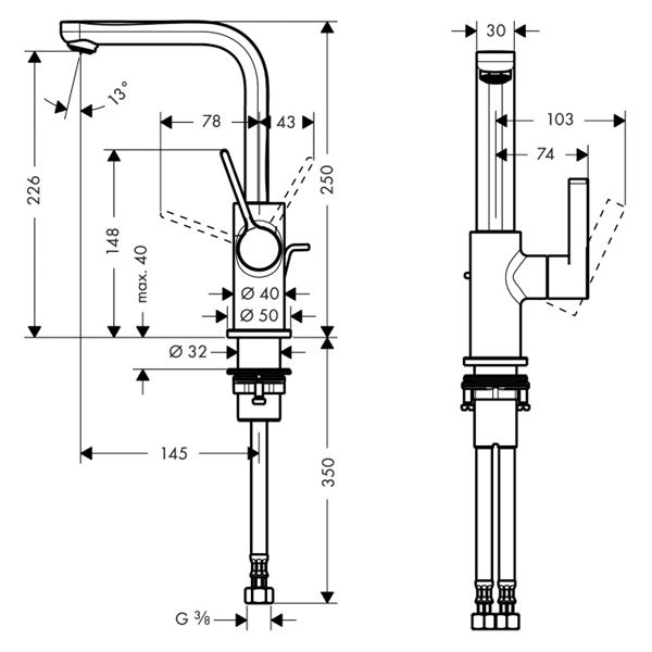 Смеситель для умывальника Hansgrohe Metris S 31159000