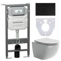 Сет 4 в 1: Инсталляция с кнопкой+унитаз+шумоизоляция Ceramicanova, CN3009_1001B_1000