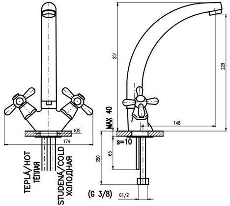 Смеситель для мойки RAV Slezak MK120.5-3