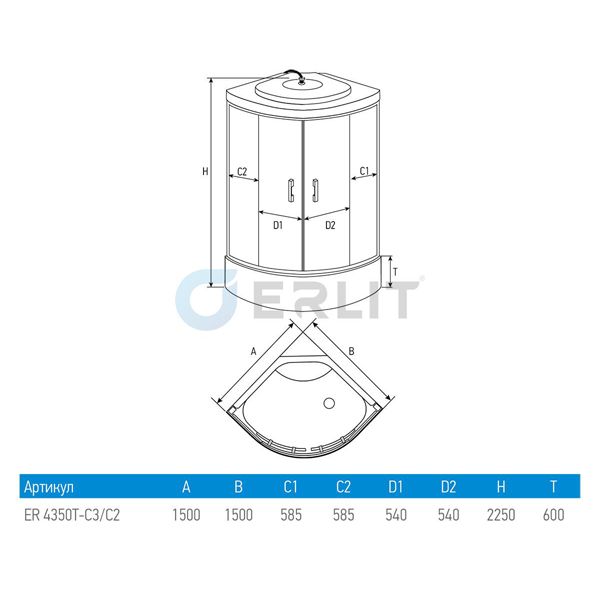 Душевая кабина Erlit Comfort ER4350T-C2 150x150