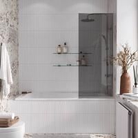 Стеклянная перегородка, шторка на борт ванны Reflexion RX14060TСR-11 140х60см фиксированная, тонированное закаленное стекло 8мм, хромированный профиль