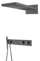 Душевой комплект Boheme Zodiac 133-SGM термостат, С ВНУТРЕННЕЙ ЧАСТЬЮ, shine gun metal