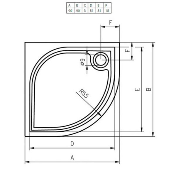 Поддон Riho KOLPING 90х90 R55 DB1400500000000 с сифоном