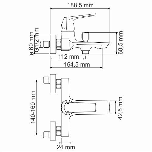 Смеситель для ванны с коротким изливом Wasserkraft Neime 1901