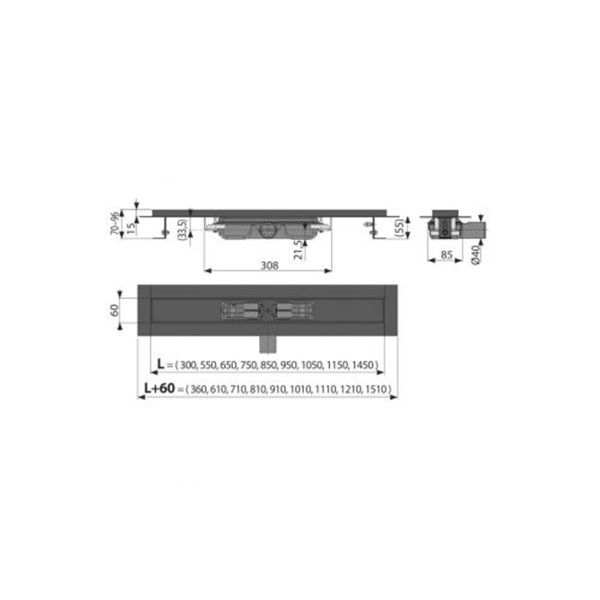 Душевой лоток AlcaPlast APZ101 850 с опорами черный