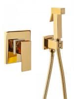Смеситель встраиваемый с гигиеническим душем Hansberge H3070 Золото Глянец