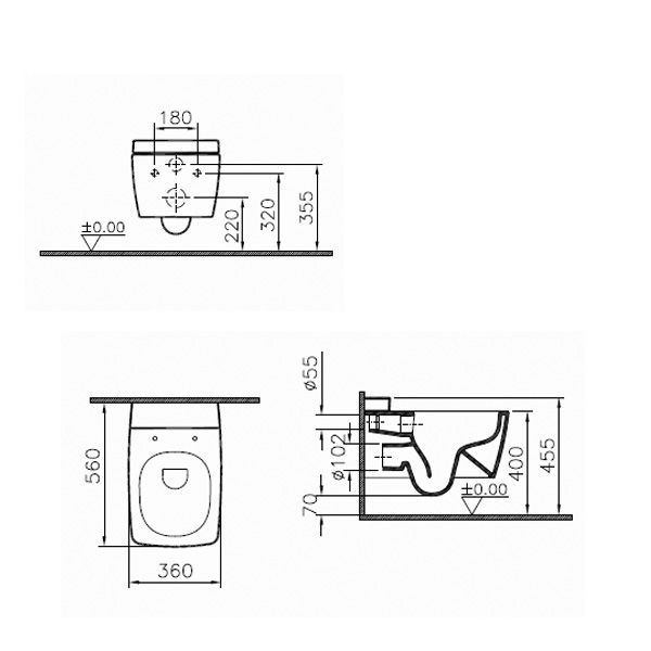 Унитаз подвесной VitrA Metropole Rim-ex V.Fresh 7672B003-1086