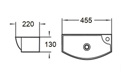 Раковина подвесная WeltWasser WW AISBACH 7946 GL-WT R глянцевая белая 455х220х130 мм