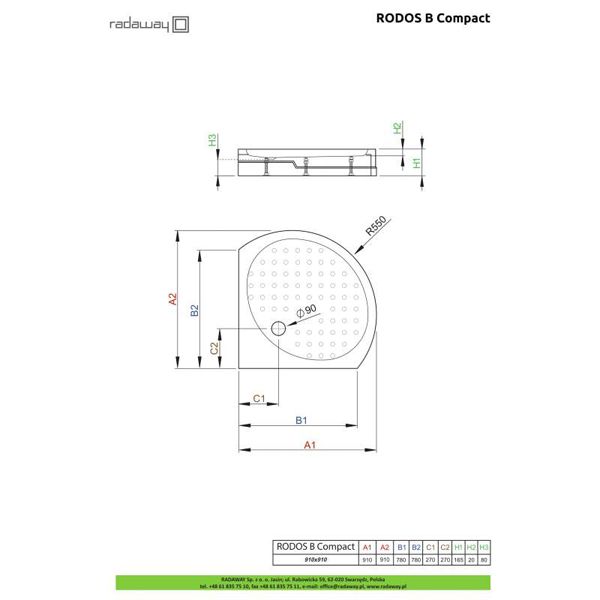 Душевой поддон Radaway Rodos B Compact 90x90 4D99155-03