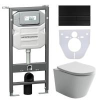 Сет 4 в 1: Инсталляция с кнопкой+унитаз+шумоизоляция Ceramicanova, CN6000_1002B_1000