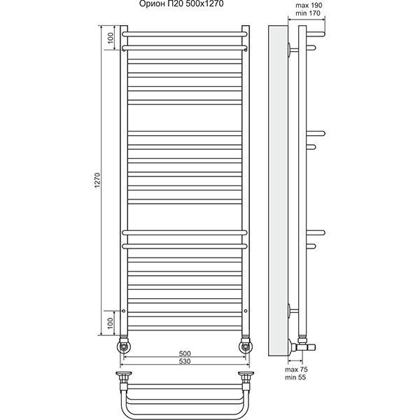Полотенцесушитель Terminus Орион П20 500х1270