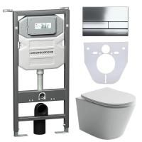 Сет 4 в 1: Инсталляция с кнопкой+унитаз+шумоизоляция Ceramicanova, CN6000_1002CH_1000