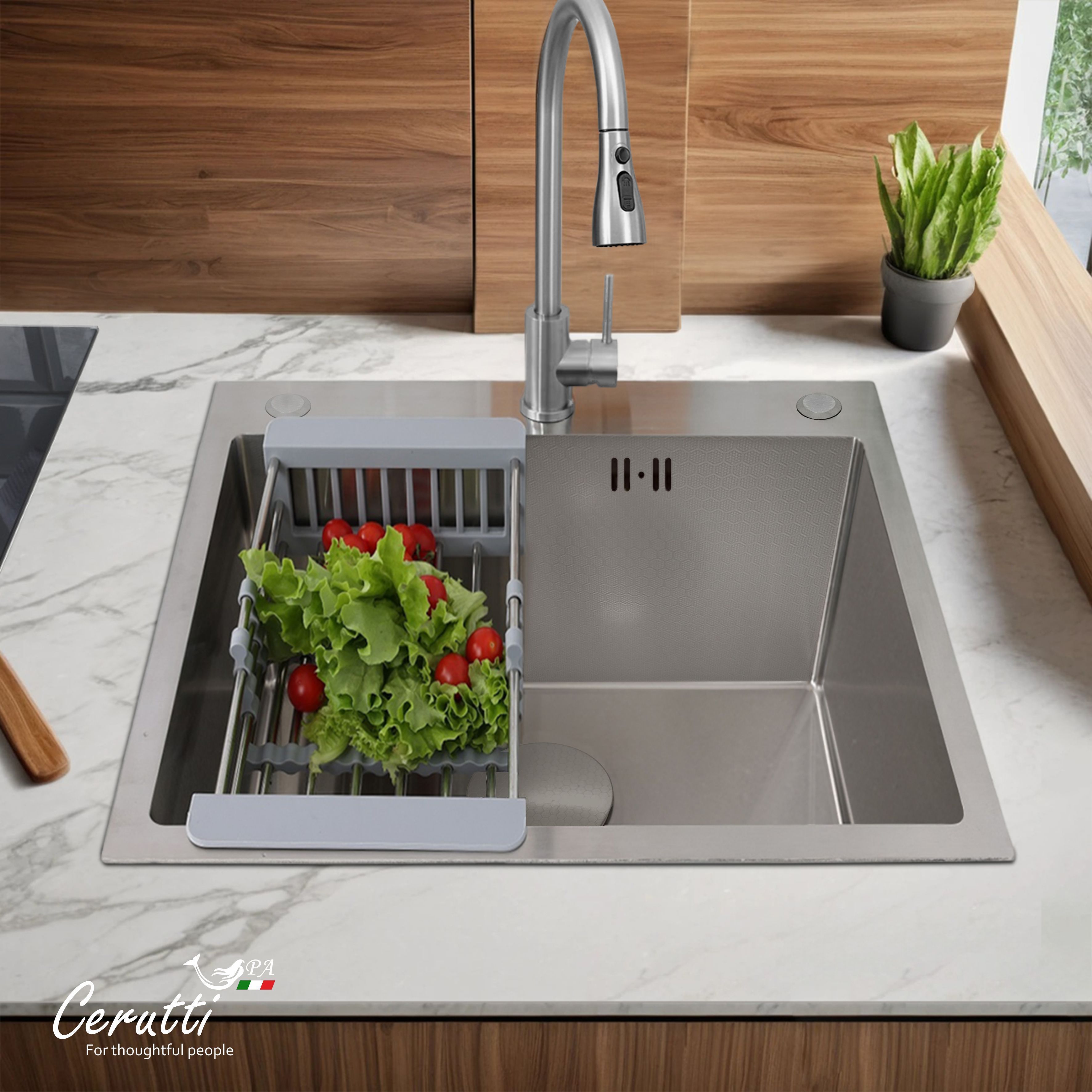 Мойка GLORIA50 nano embos (матовый хром) кухонная из нержавеющей стали (500х500х220) Ceruttispa