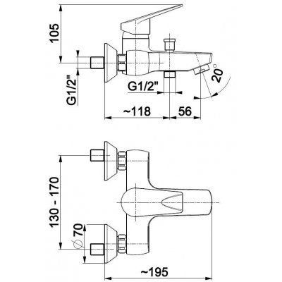 Смеситель для ванны Armatura Topaz 4014-010-00, настенный