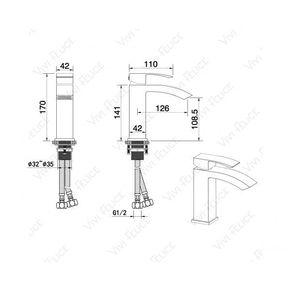 Смеситель для умывальника Felice 1030 CROMO