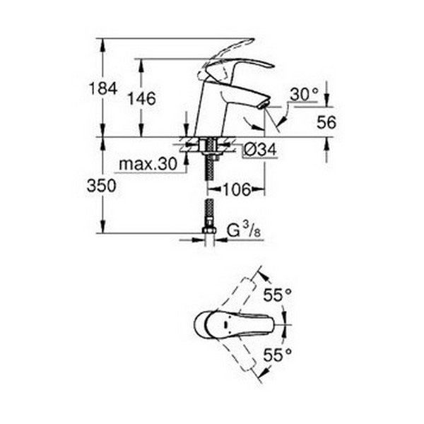 Смеситель для умывальника Grohe Eurosmart 32467002