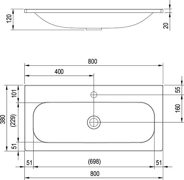 Умывальник Ravak Ring 800 80x38 XJK01180000