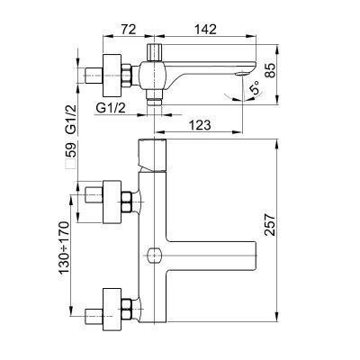 Смеситель для ванны Armatura Morganit 4924-010-00, настенный