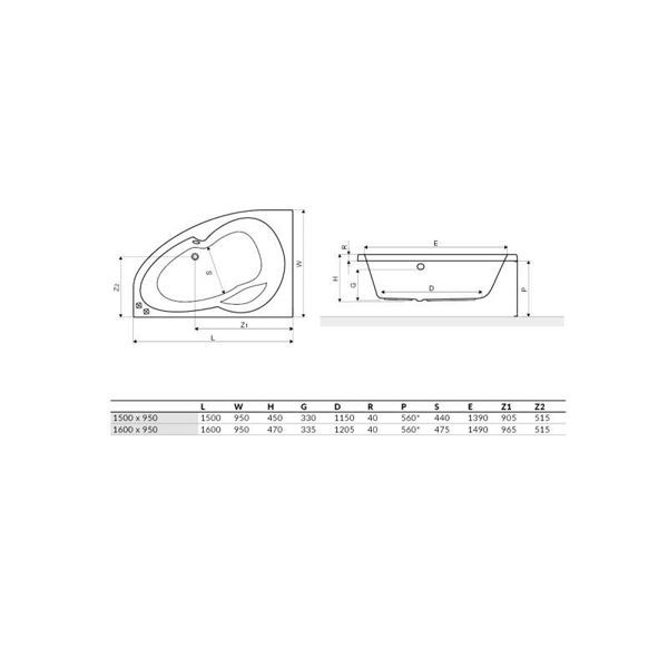 Акриловая ванна Excellent Newa Plus 160x95 Left WAEX.NEL16WH