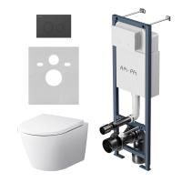 IS110138.741701 ErgoFit Инсталляция с клавишей L черн мат с подвесным унитазом  SenseFlashClean с сиденьем