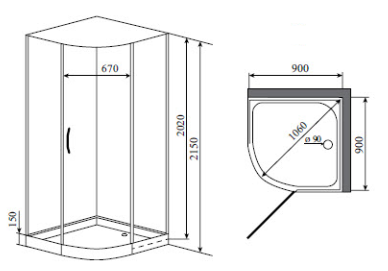 Душевая кабина Timo Premium ARMO  (90*90*220), стульчик прозрачный