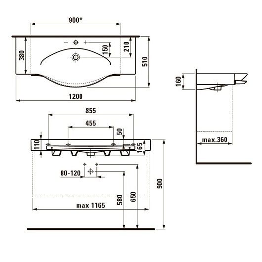 Умывальник Laufen Palace 8127040001351 120x51x16.5