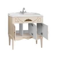 Тумба под умывальник Belux Верди напольная 85, слоновая кость с золотой патиной