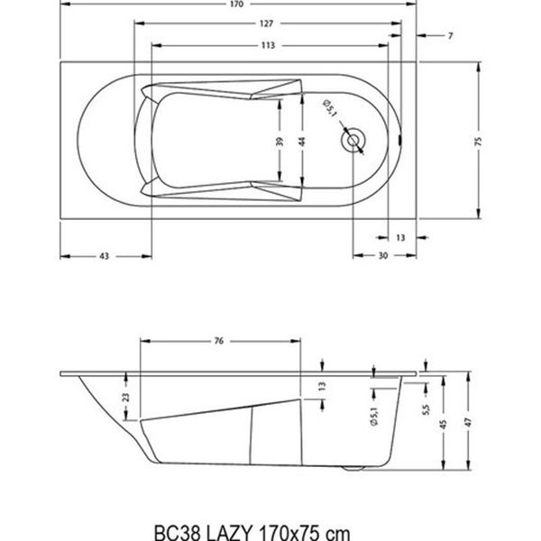 Акриловая ванна Riho LAZY 170х75 BC3800500000000