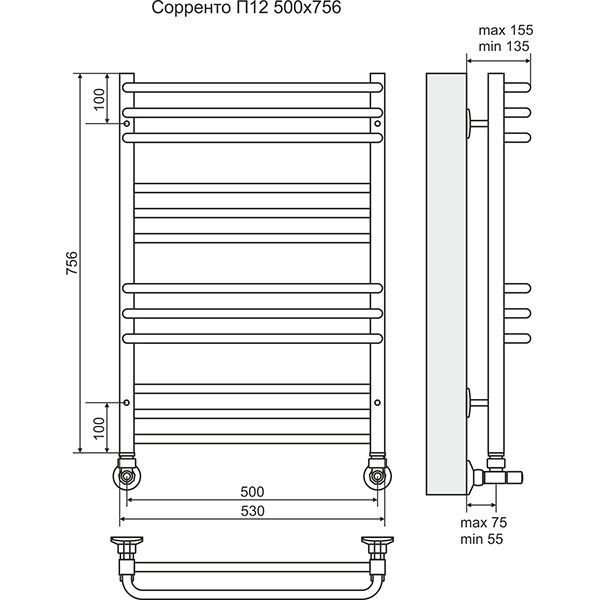 Полотенцесушитель Terminus Соренто П12 500х756