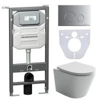 Сет 4 в 1: Инсталляция с кнопкой+унитаз+шумоизоляция Ceramicanova, CN6000_1001M_1000