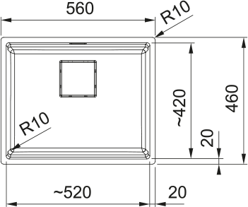 Кухонная мойка FRANKE 125.0696.195 из материала Fragranite KNG 110-52, черный матовый (в комплекте стоп-вентиль, декоративная накладка квадратной формы, сифон)