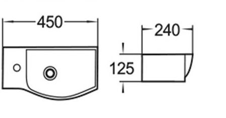 Раковина подвесная WeltWasser WW AISBACH 7945 GL-WT L глянцевая белая 450х240х125 мм