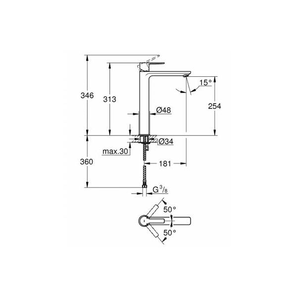 Смеситель для умывальника Grohe Lineare XL-Size 23405001