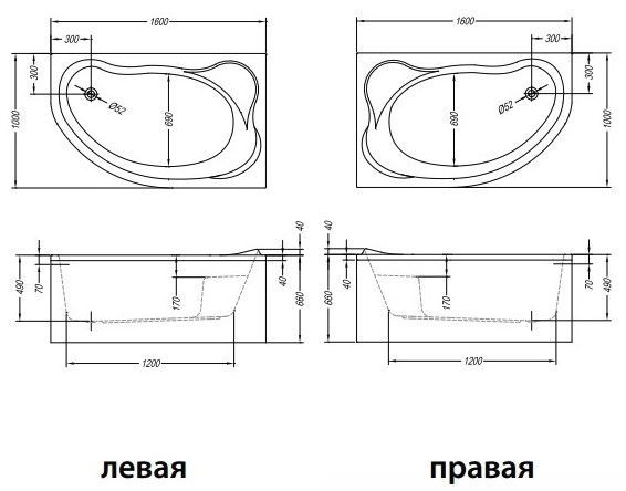 Акриловая ванна Kolpa San Amadis 160x100 (левая)