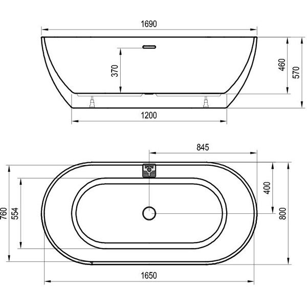 Ванна акриловая Ravak Freedom 169x80