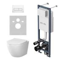 IS110301.801900 ErgoFit Инсталляция с клавишей M глянц белый с подвесным унитазом Like Aquaspin с сиденьем м/лифт