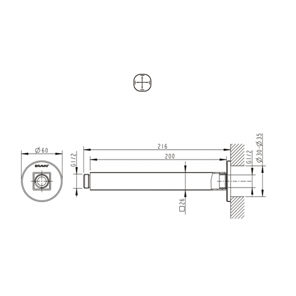 Держатель верхнего душа Bravat P7436C-RUS