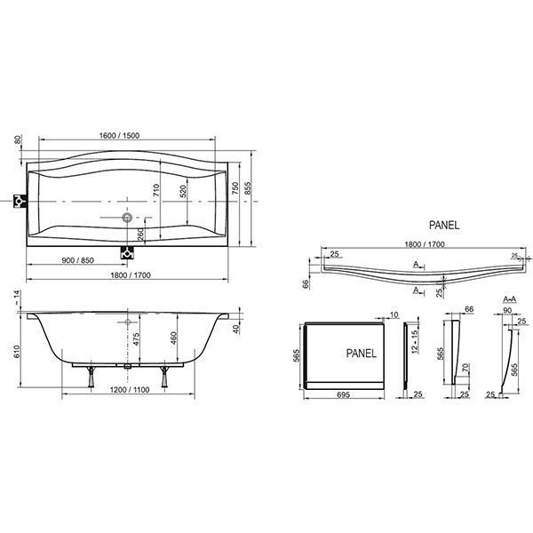 Акриловая ванна Ravak Magnolia 180x75 C601000000