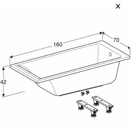 Акриловая ванна Kolo Supero 5342000 160x70 с ножками