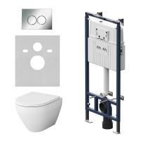 IS100151.701700 Инсталляция MasterFit с клавишей L глянц хром с подвесным унитазом Spirit V2.0 FlashClean с сиденьем