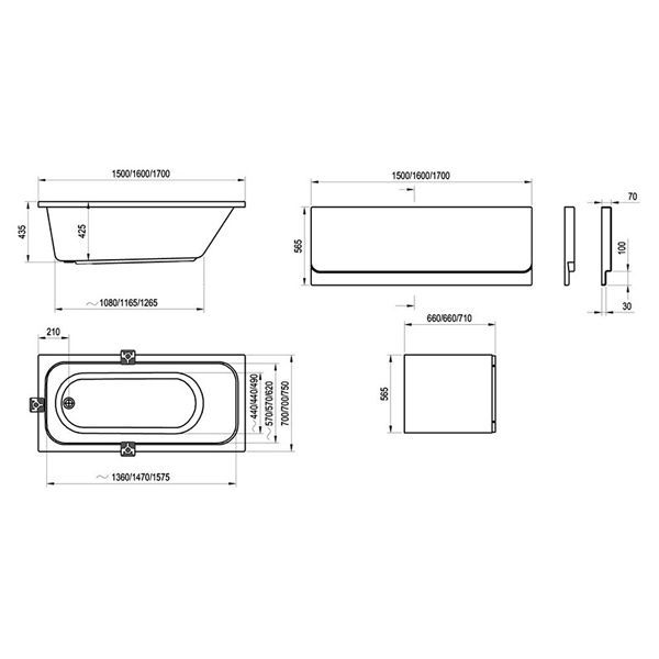 Ванна акриловая Ravak Chrome 150x70